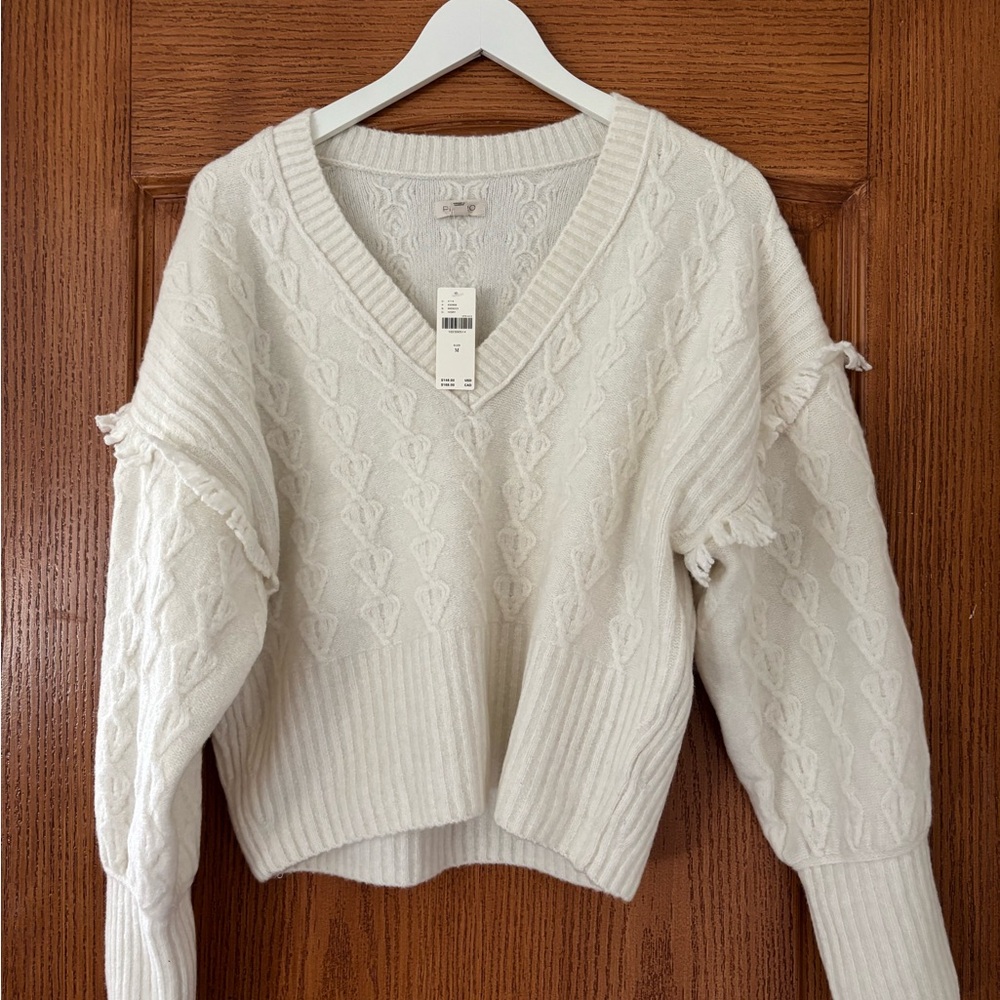 Pilcro V-Neck Drop Shoulder Cable Sweater